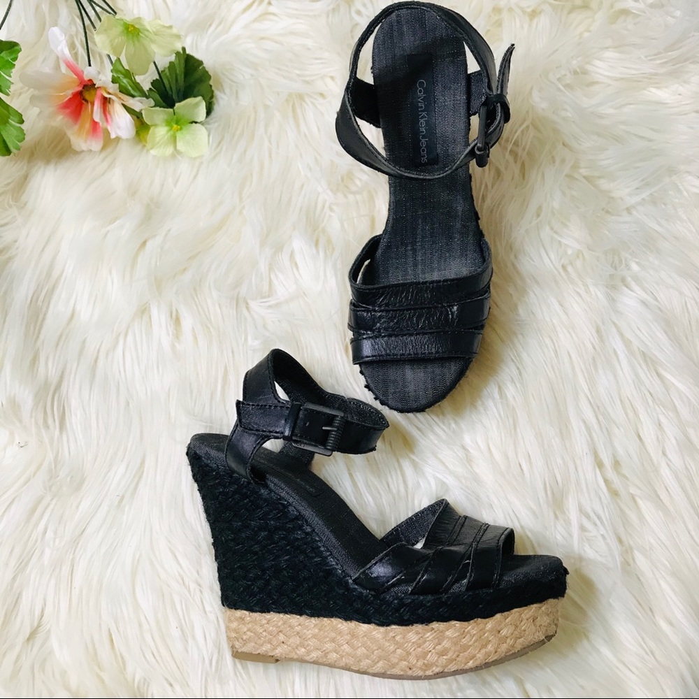 Calvin Klein wedge platform sandals size 39.5 mat